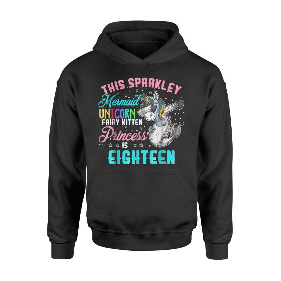 Dabbing Mermaid Unicorn Fairy Kitten Princess Eighteen Hoodie