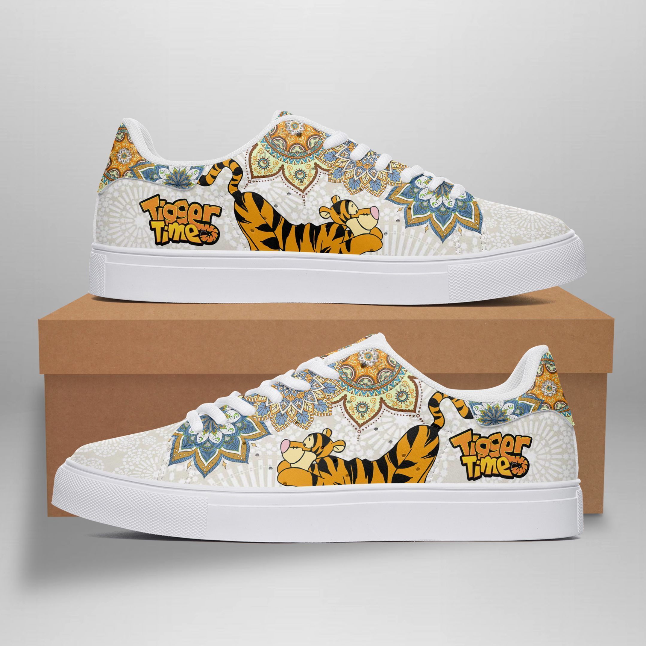 Winnie The Pooh Tigger Low top Leather Skate Shoes, Tennis Shoes, Fashion Sneakers L98