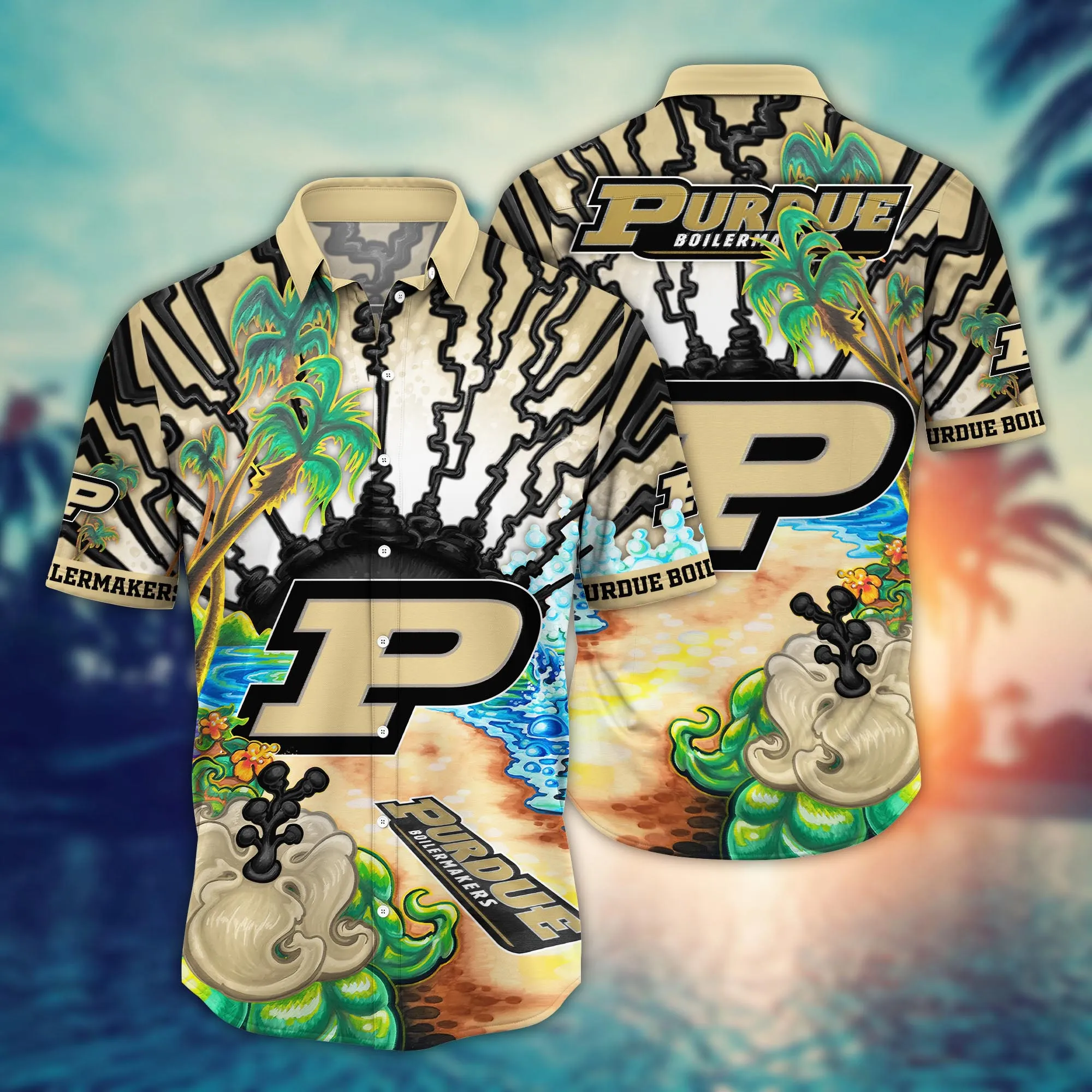 Purdue Boilermakers NCCA Hawaiian Shirt Lush Greenerytime Aloha Shirt