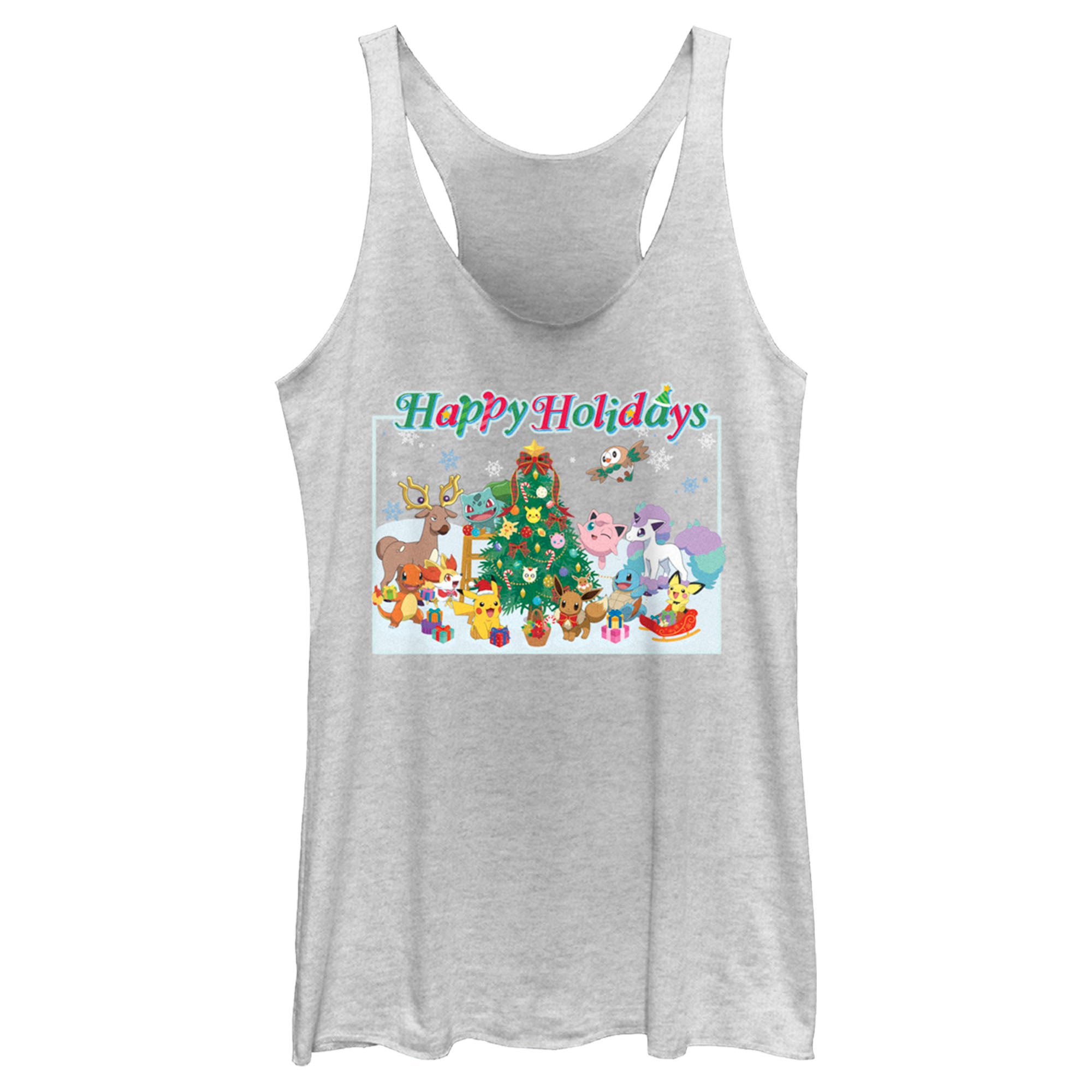 Women’S Pokemon Happy Holidays Crew Racerback Tank Top