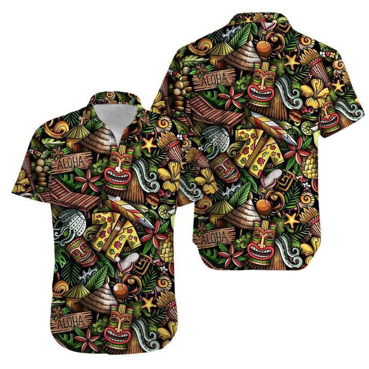 Tiki Tropical Beautiful Aloha Hawaii Shirt Ha79638