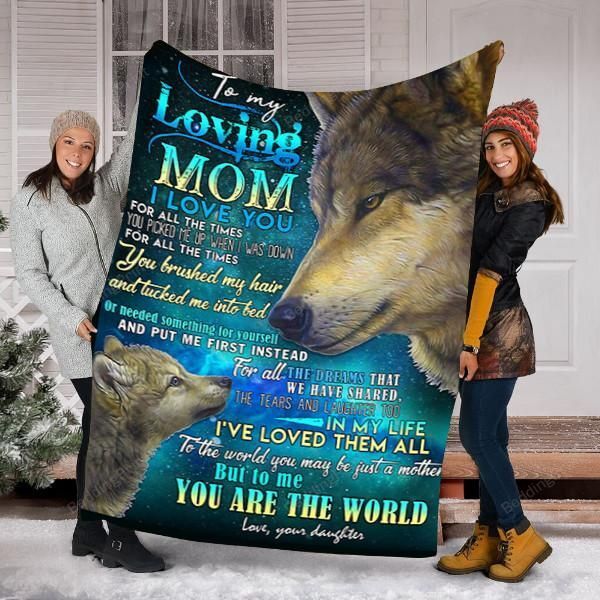 Wolf Custom Blanket To My Loving Mom Fleece Blanket – Perfect Gift For Mom