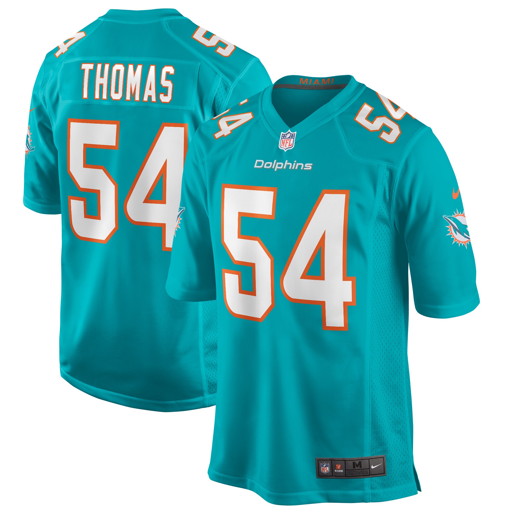 Men’s Miami Dolphins Zach Thomas Aqua Game Retired Player Jersey