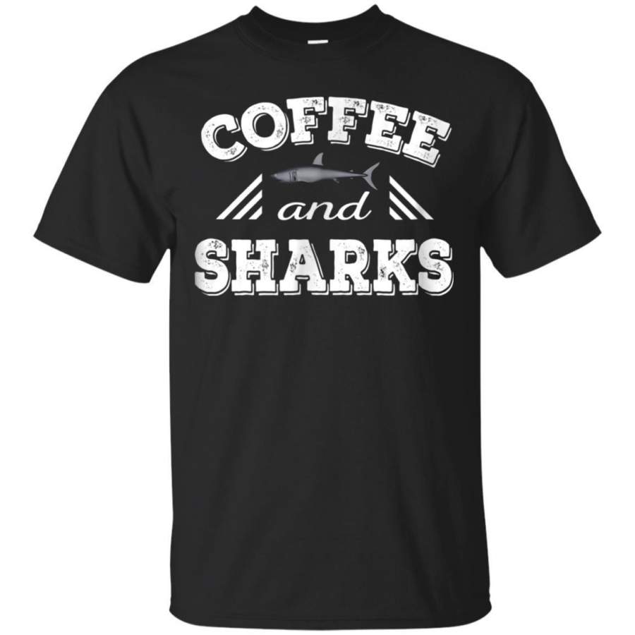 AGR Coffee And Sharks  Funny Shark Lover Aquarium Tshirt Jaq T-shirt