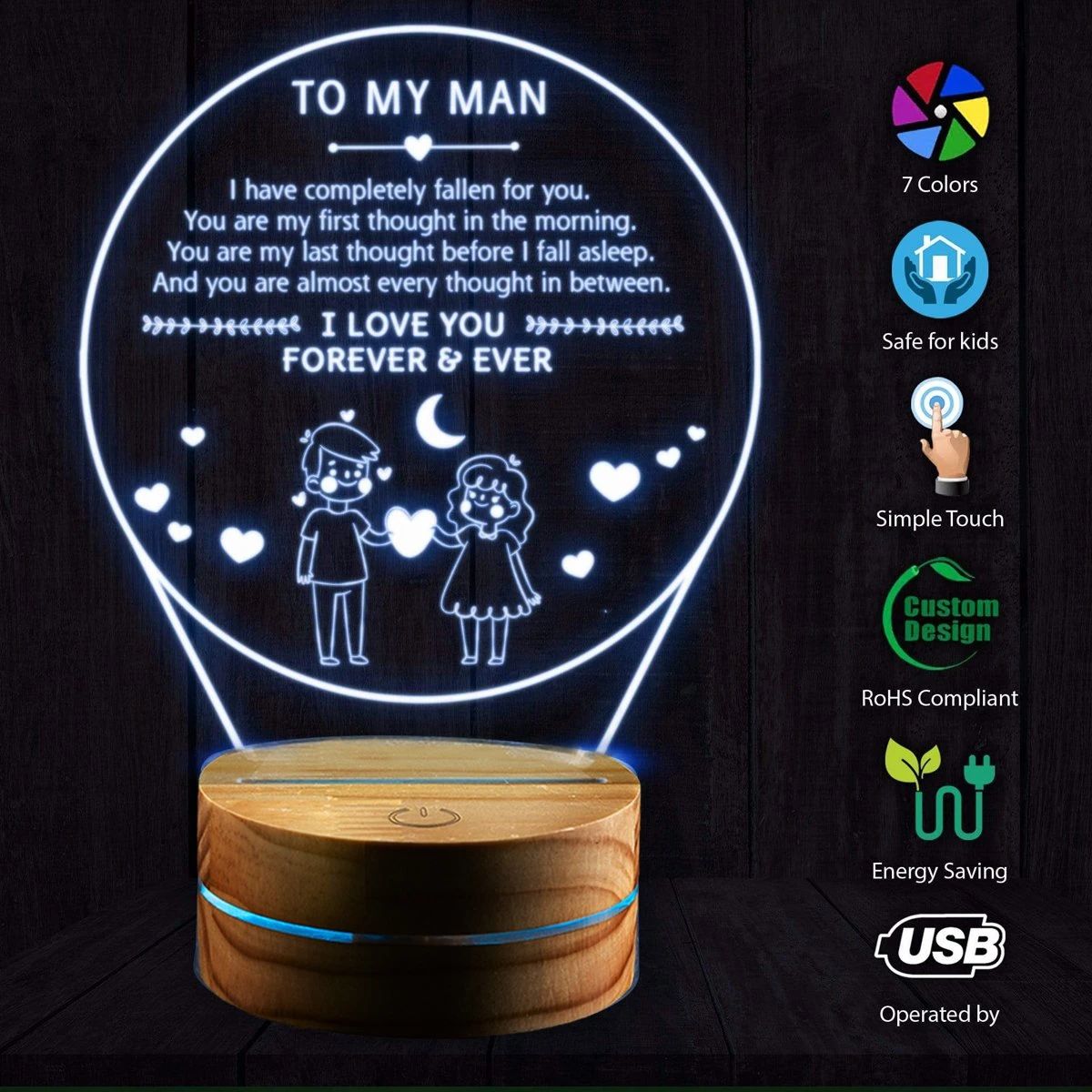 I Love You Forever And Ever Lovely Couple 3D Illusion Night Light Led Light