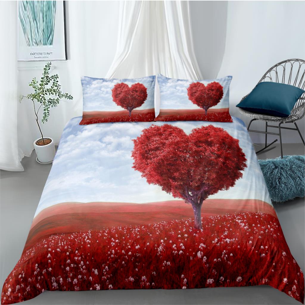 Valentine’S Day 3D Bedding Sets Love Duvet Cover Pillowcase Heart-Shaped Bed Clothes