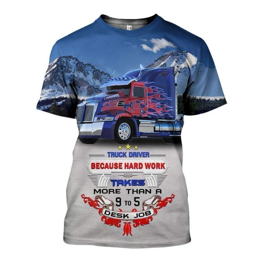 3D All Over Printed Truck Driver 9 to 5 Driver Shirts and Shorts