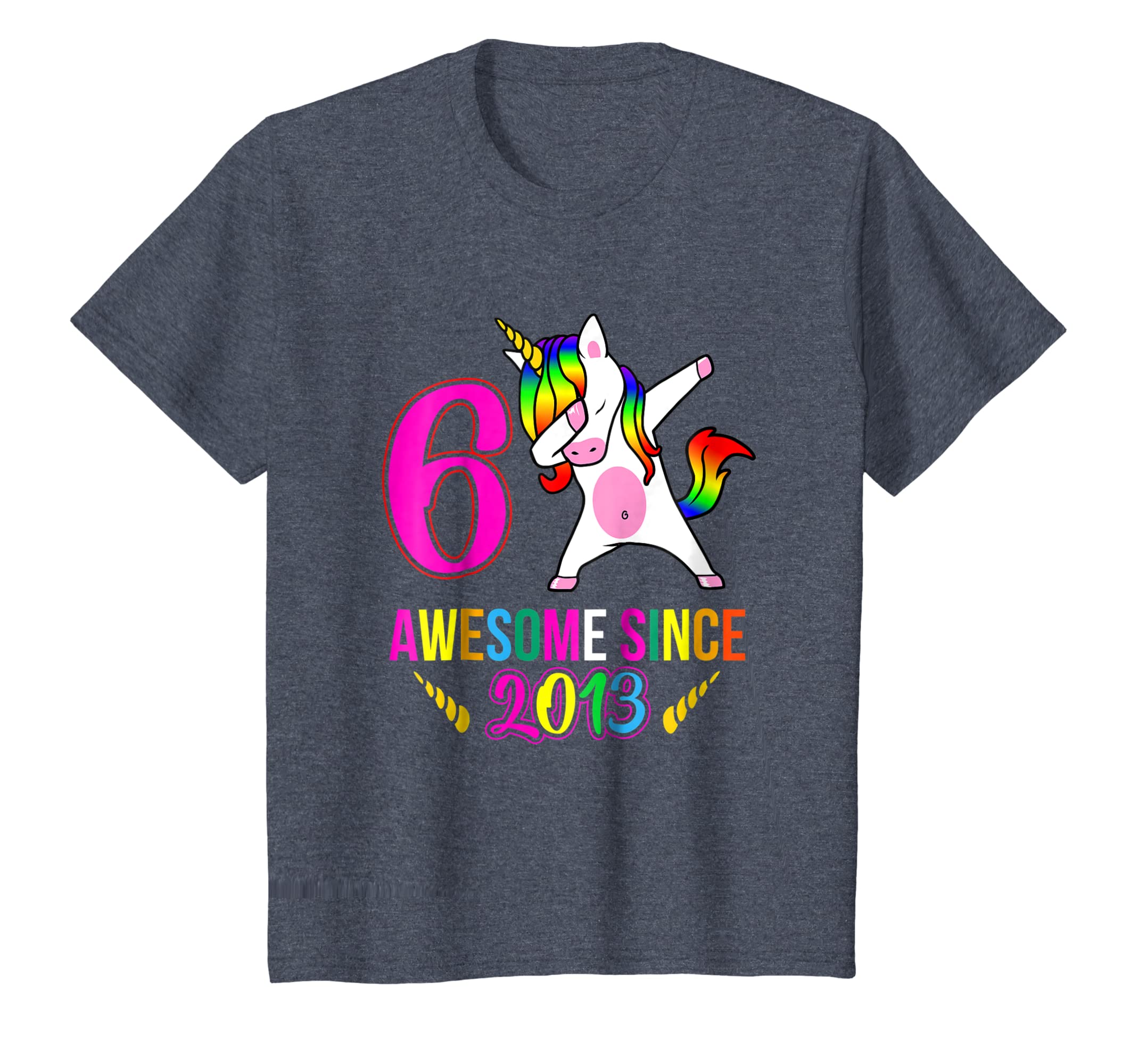 Girls 6Th Birthday Unicorn Tshirt Awesome Since 2013