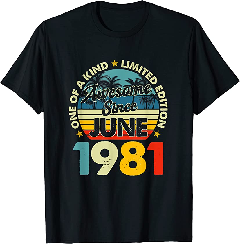 Vintage June 1981 40 Years Old 40th Birthday Retro Men Women T-Shirt