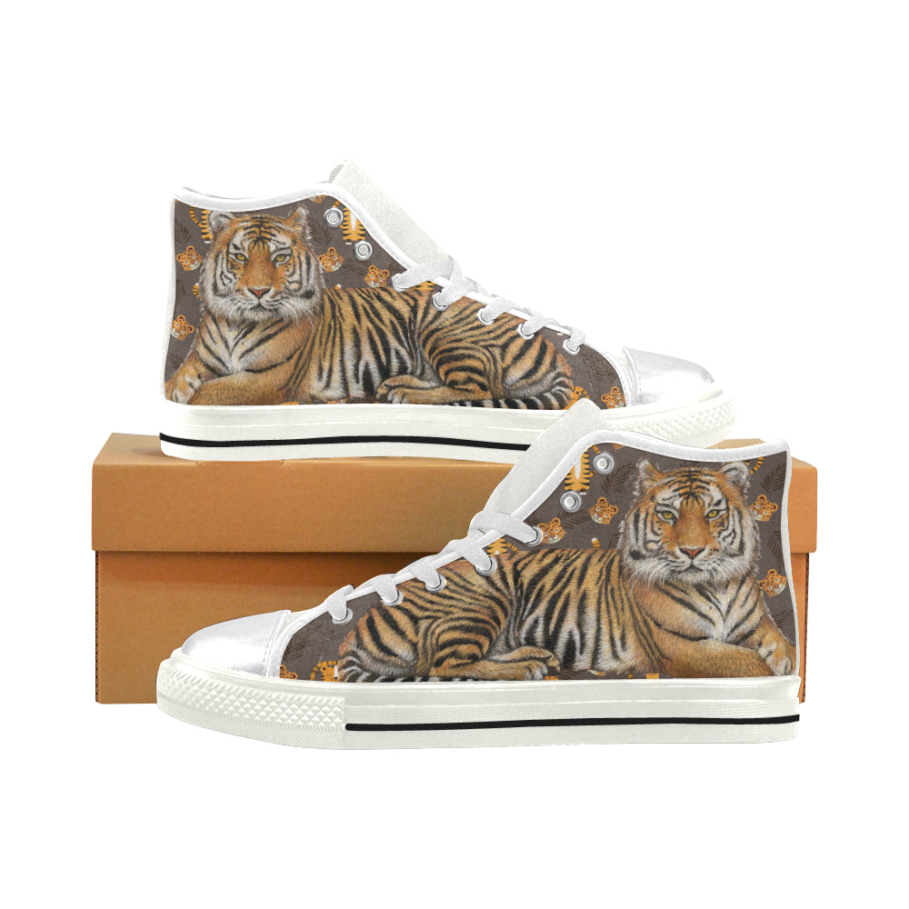 Tiger White High Top Canvas Shoes for Kid