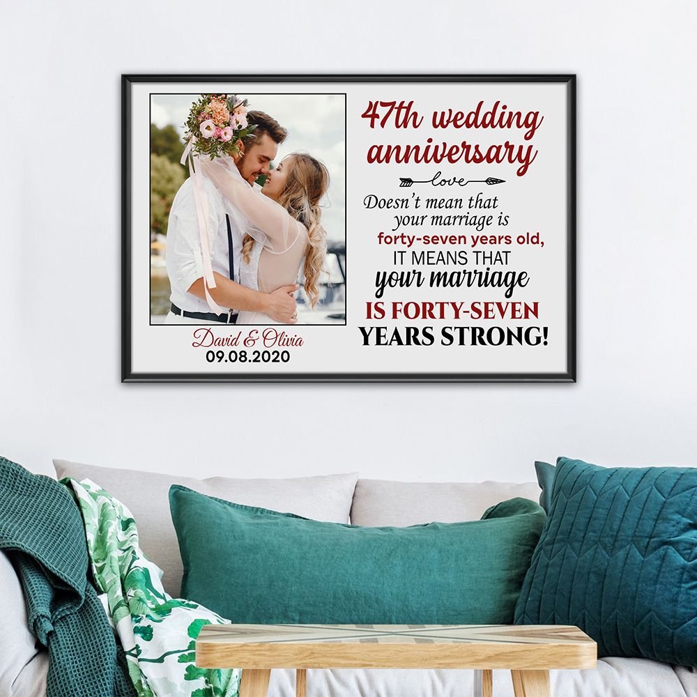 Personalized Photo 47Th Wedding Anniversary Gifts Poster For Couple, Parents, Wife & Husband, Him, Her