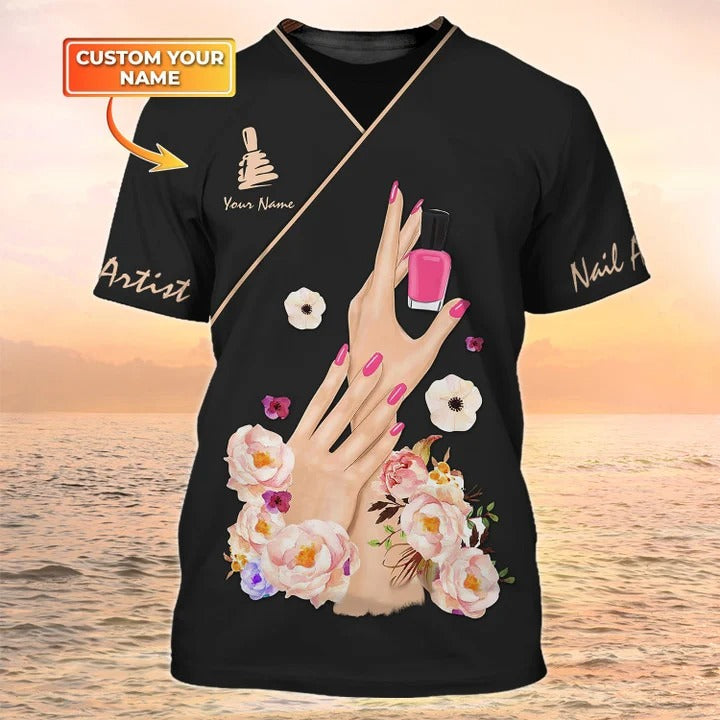 Nail Artist 3D Shirt Nails Custom Tshirt Nail Technician Uniform