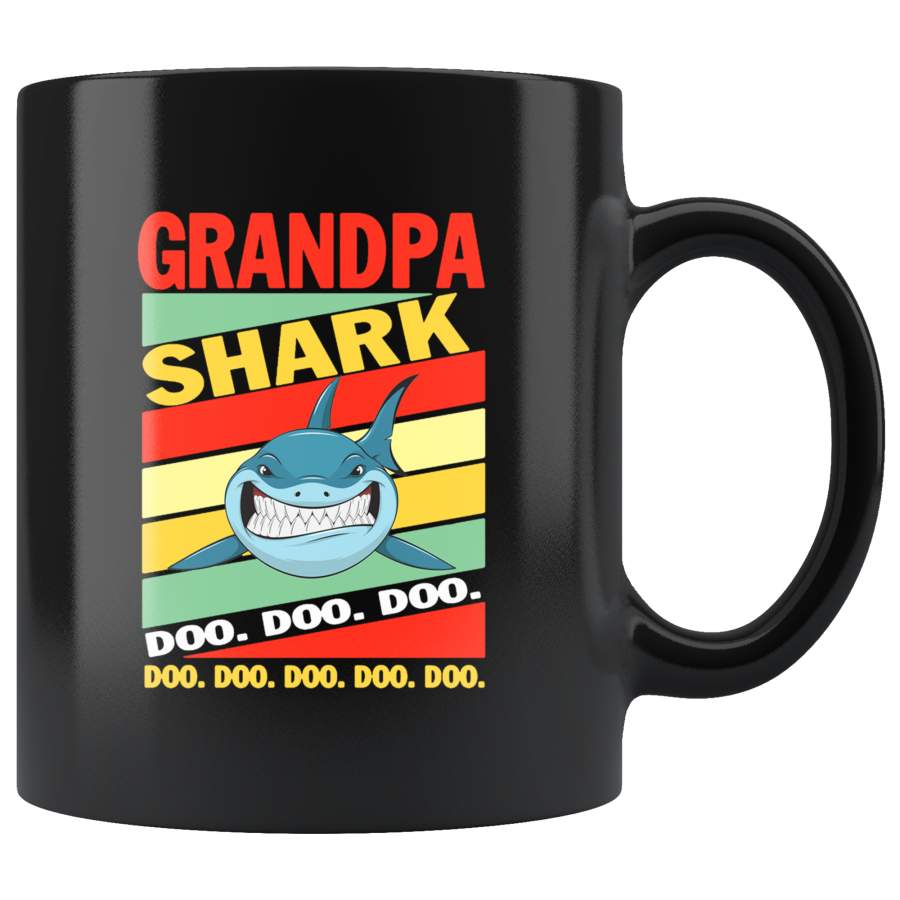 Vintage grandpa shark doo doo doo, father’s day black gift coffee mug