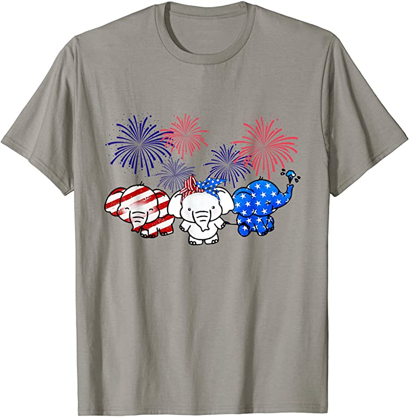 American Flag Elephant Happy 4th Of July Independence Day T-Shirt