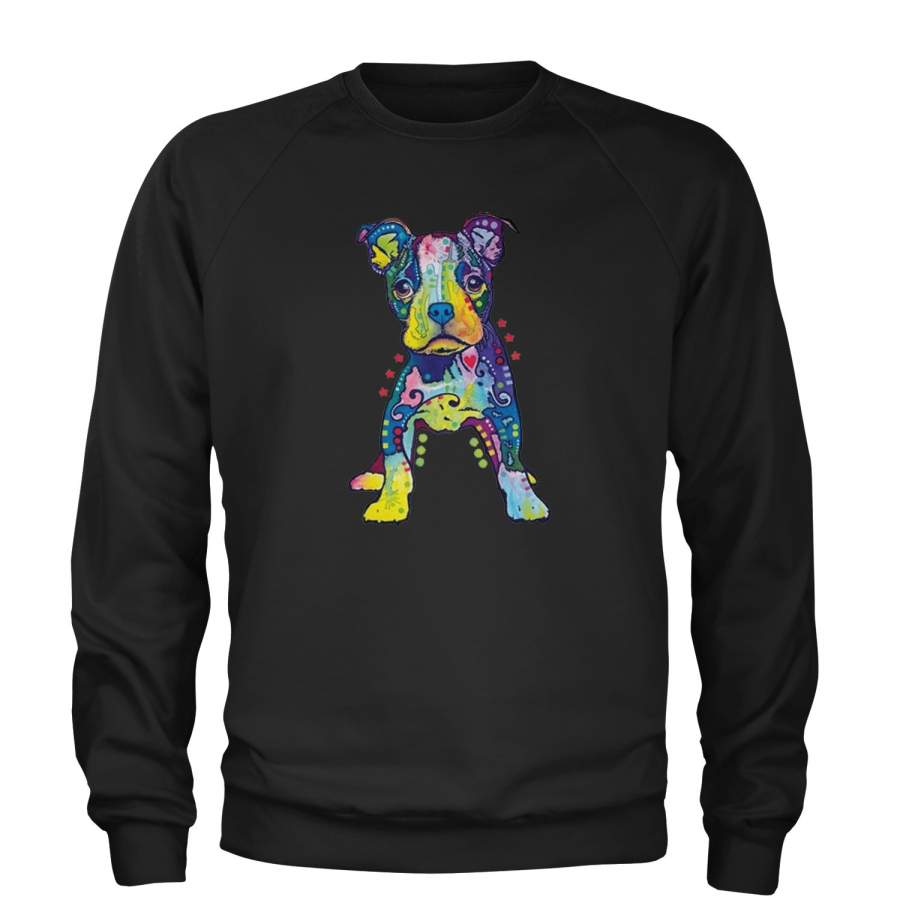 Puppy Graffiti Pop-Art Rainbow Colors Adult Crewneck Sweatshirt