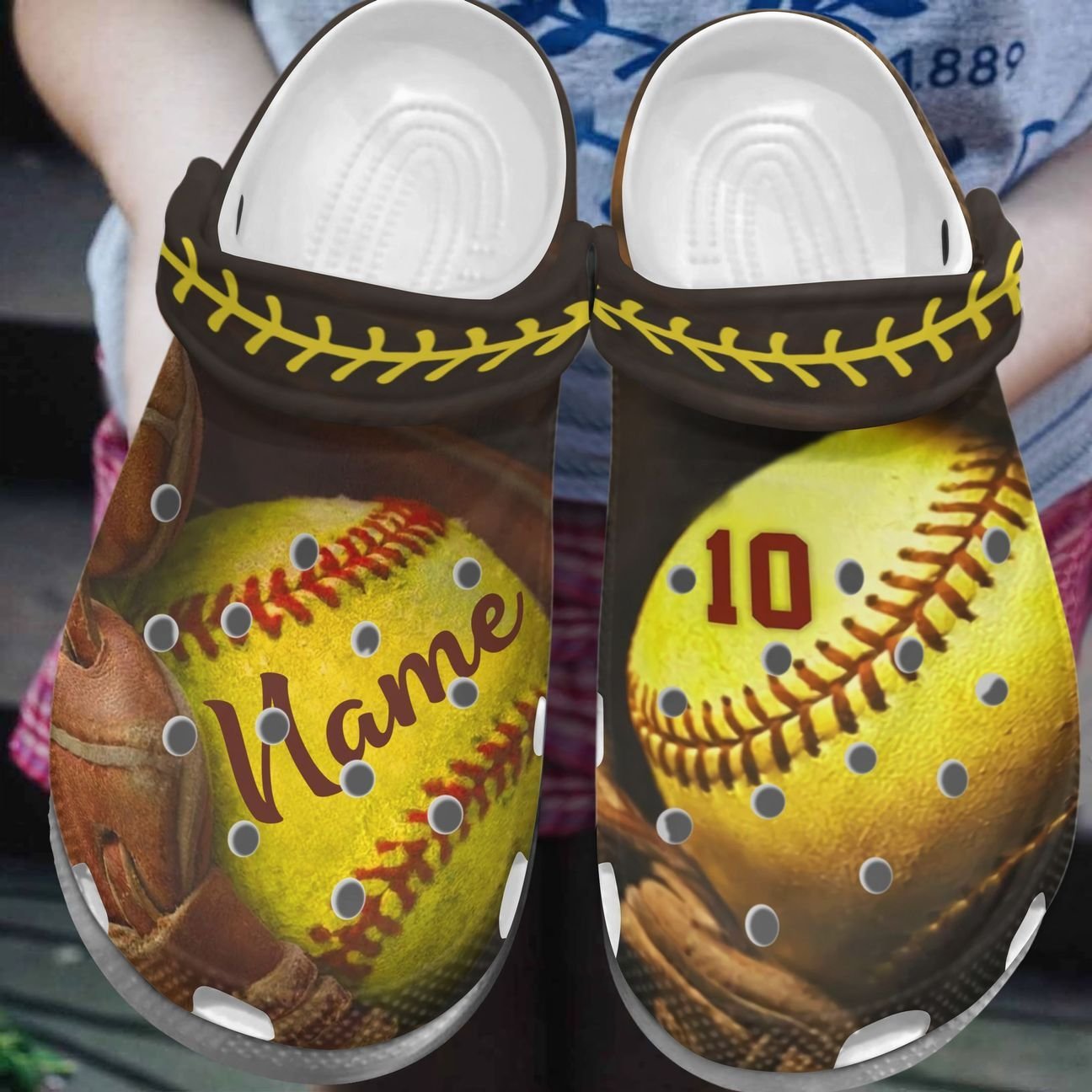 Softball Personalized Clog, Custom Name, Text, Color, Number Fashion Style For Women, Men, Kid, Print 3D Lucky Number