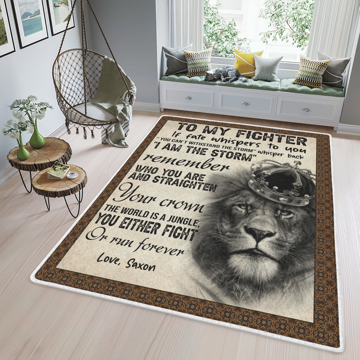 Wooni To My Fighter – Lion Area Rug, Rectangle Rug Wn070322137