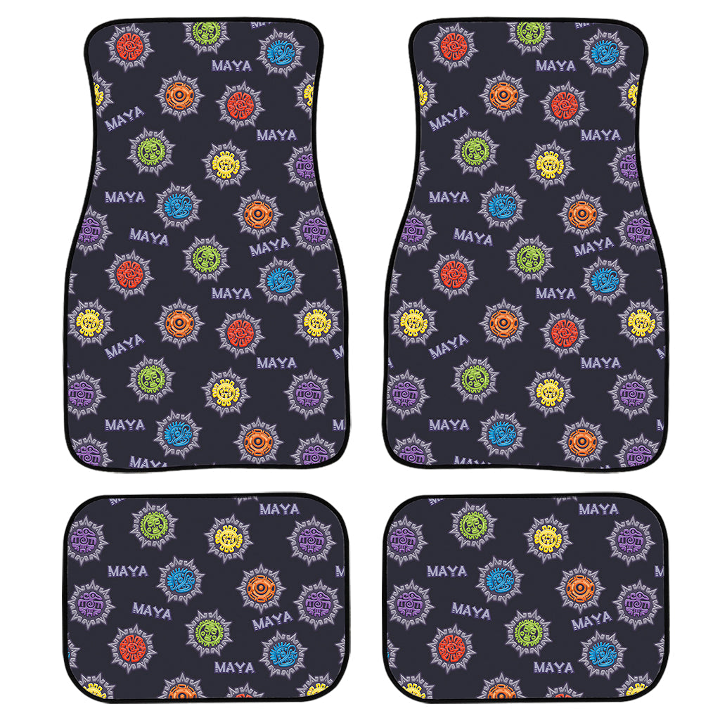 Colorful Maya Pattern Print Front And Back Car Floor Mats, Front Car Mat