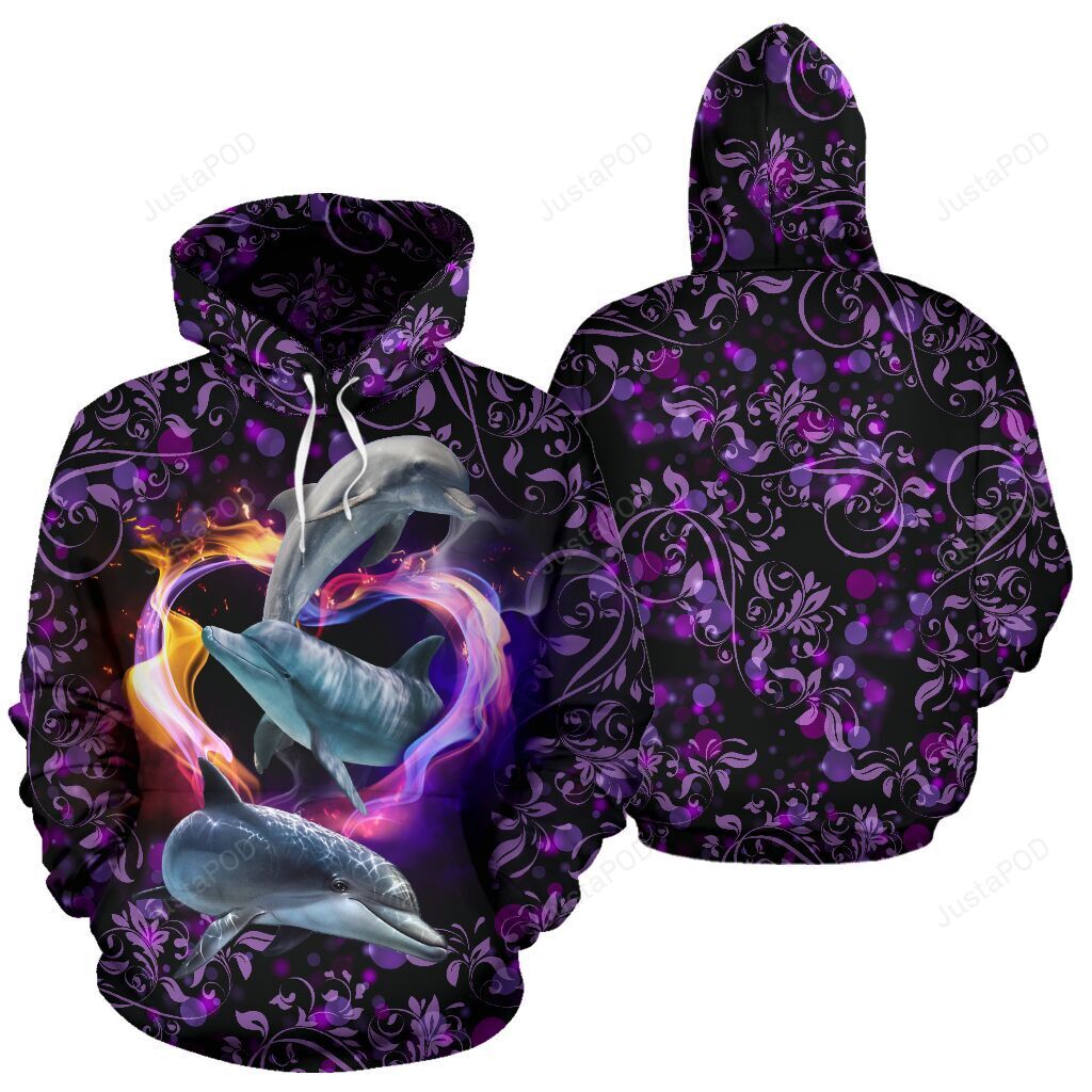 Dolphin Heart 3D All Over Print Hoodie, Zip-Up Hoodie