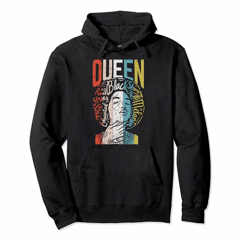 Black Queen Word Afro Woman Retro African Pride History Gift Pullover Hoodie, T-Shirt, Sweatshirt, Tank Top, Racerback, Dolman