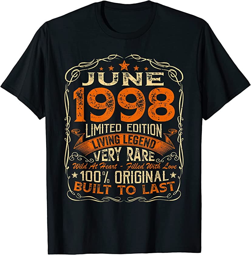 23 Years Old Vintage June 1998 Distressed 23rd Birthday T-Shirt