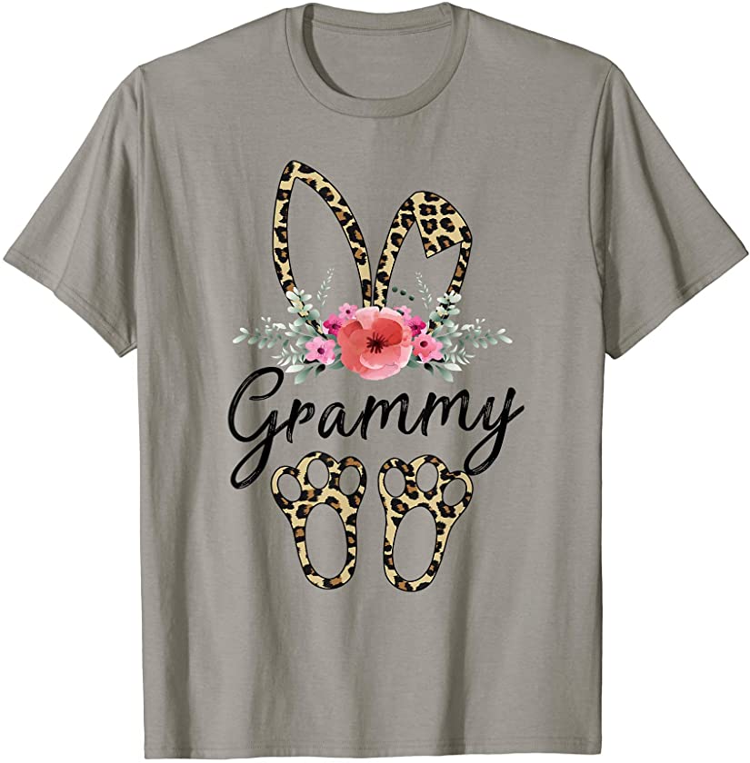 Mother’s Day Easter Shirt For Grammy Leopard Bunny Floral T-Shirt