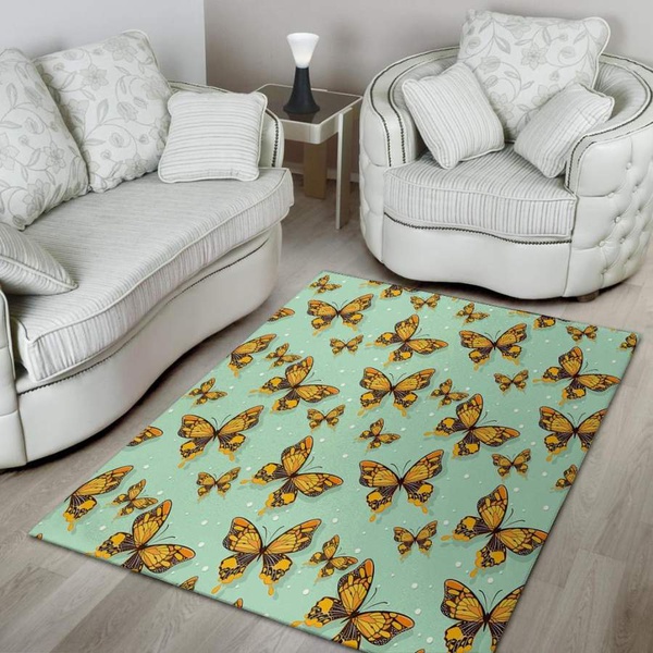 Yellow Butterfly Print Area Rug