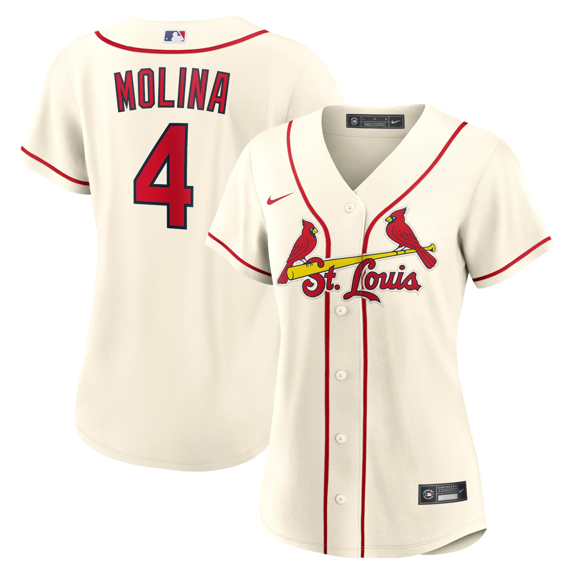 Yadier Molina St. Louis Cardinals Womens Alternate Replica Player Jersey – Cream MLB