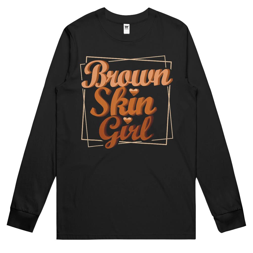 Brown Skin Girl Black Melanin Queen Magic Juneteenth Women Long Sleeve T Shirts