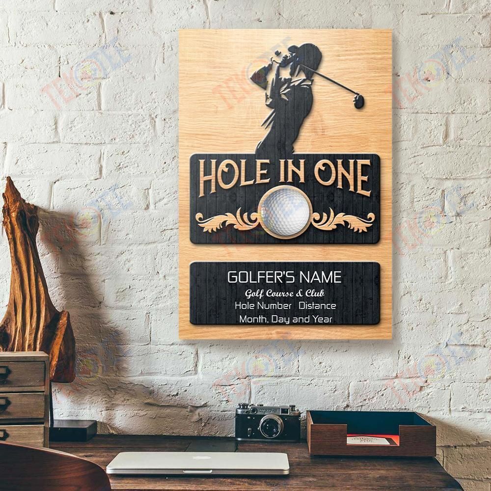 Canvas Artwork Hole In One Golf Custom Name Golden Vertical Canvas Wall Art Beautiful Wall Art Home Decoration