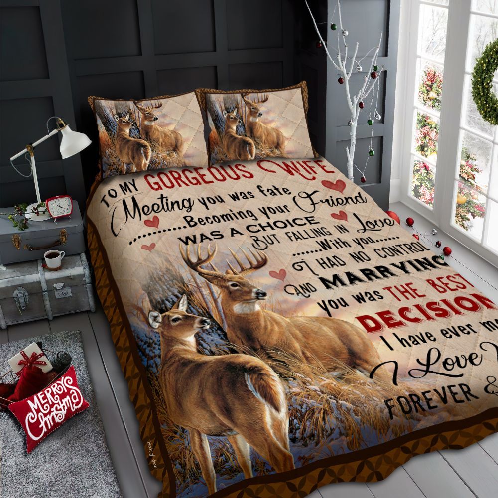 To My Wife. Deer Quilt Bed Set