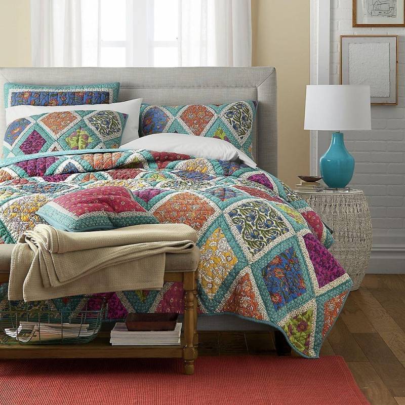 Cotton Patchwork Quilt – Fairy Forest Glade Floral Print Bedding Set ...
