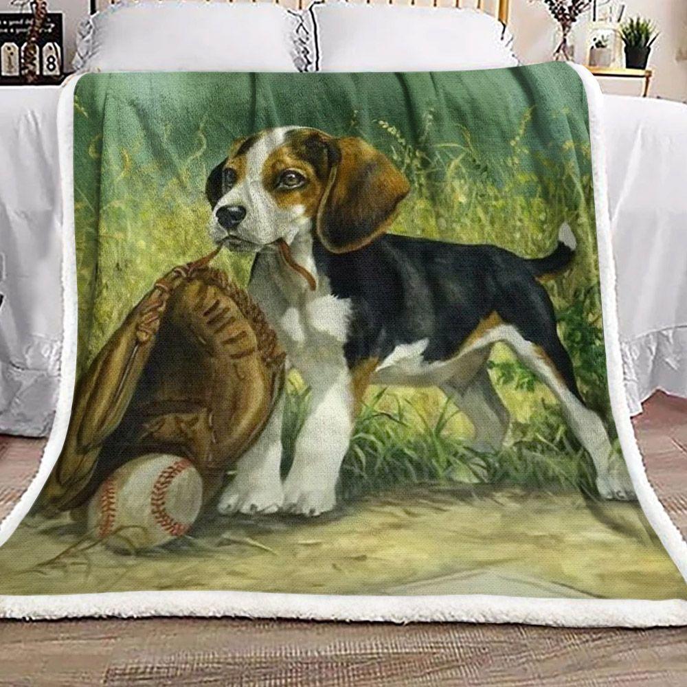 Baseball Beagle Puppy Fleece Blanket Zlxyuauk