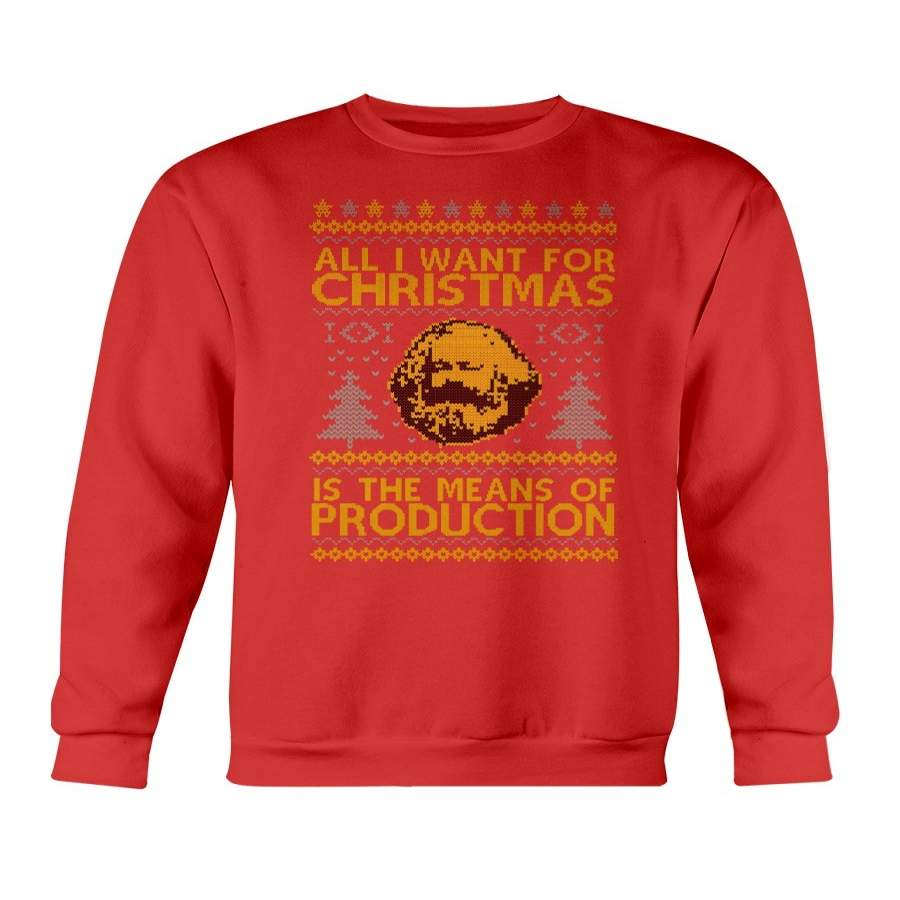 All I Want For Christmas Is The Means Of Production Karl Marx Ugly Christmas Unisex Sweatshirt, Xmas gift for Karl Marx (FU)