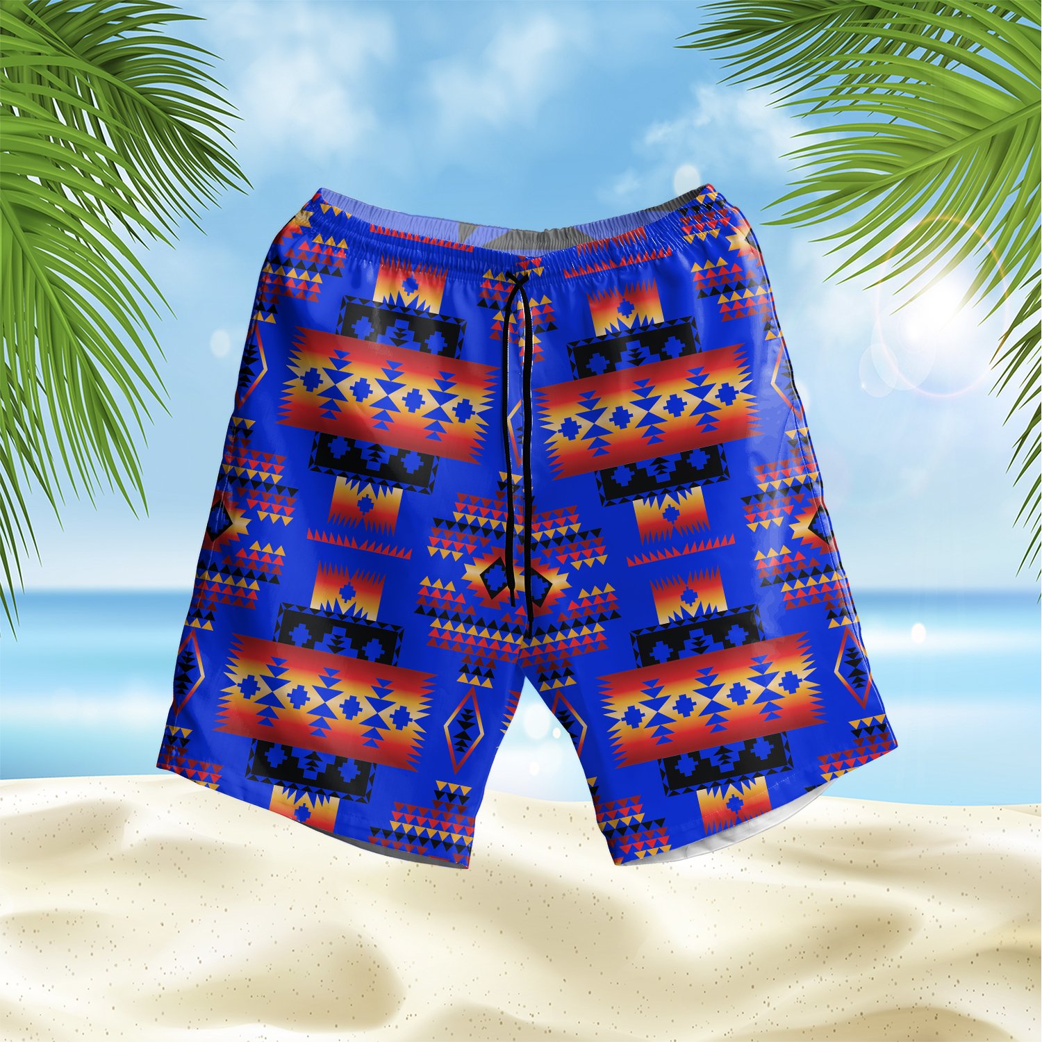 Dark Blue Native Pattern Hawaii Shorts Ha46551