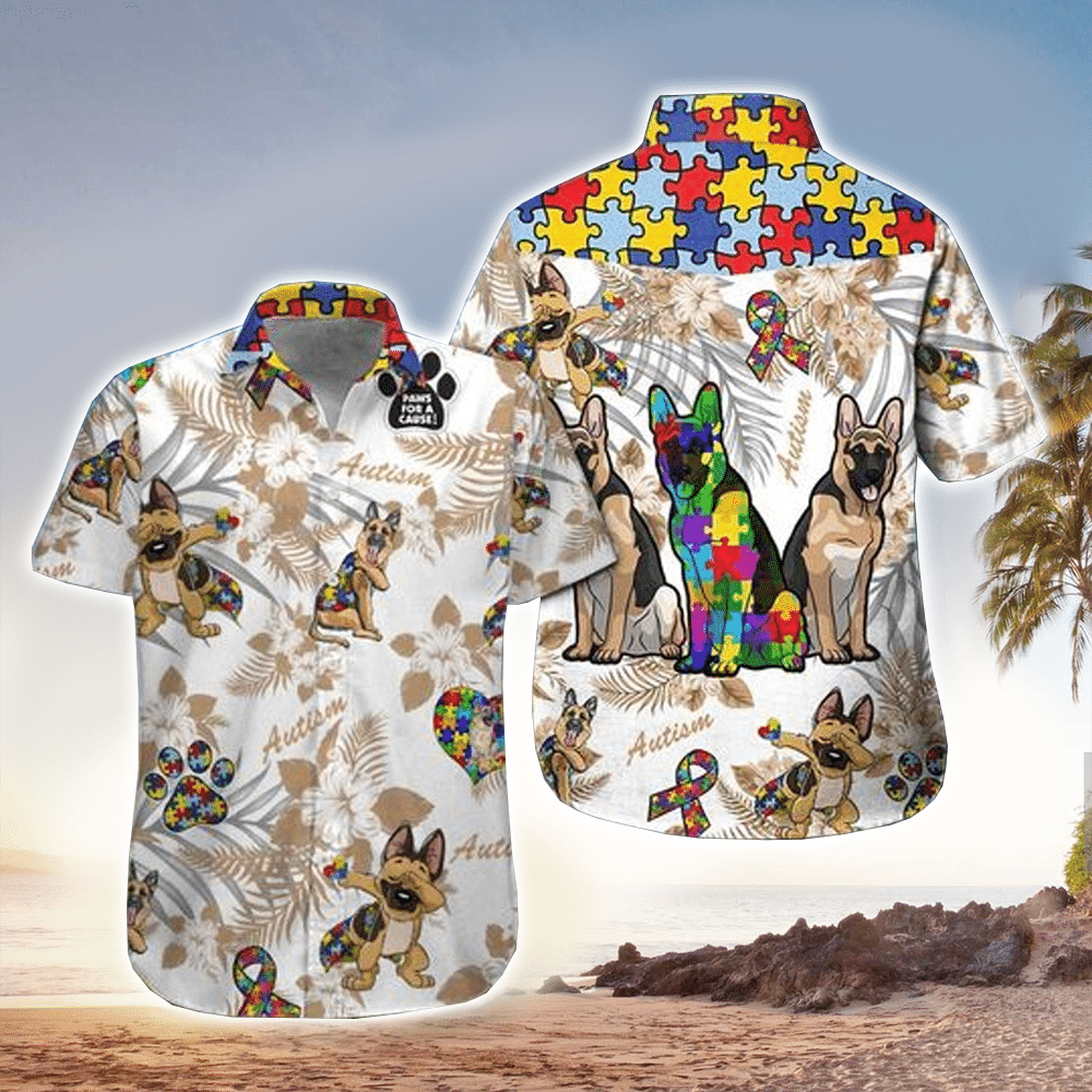 German Shepherd Autism Hawaii Shirt Aloha Ha76454