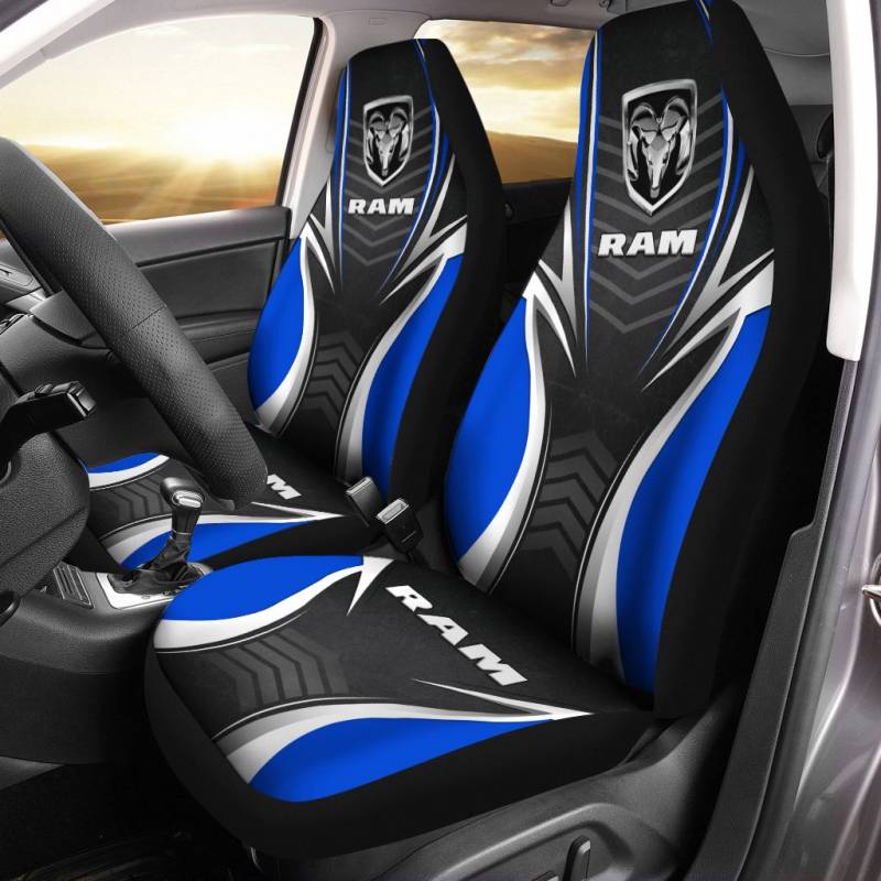 Dodge RAM NTA Car Seat Cover (Set of 2) Ver 3 (Blue)