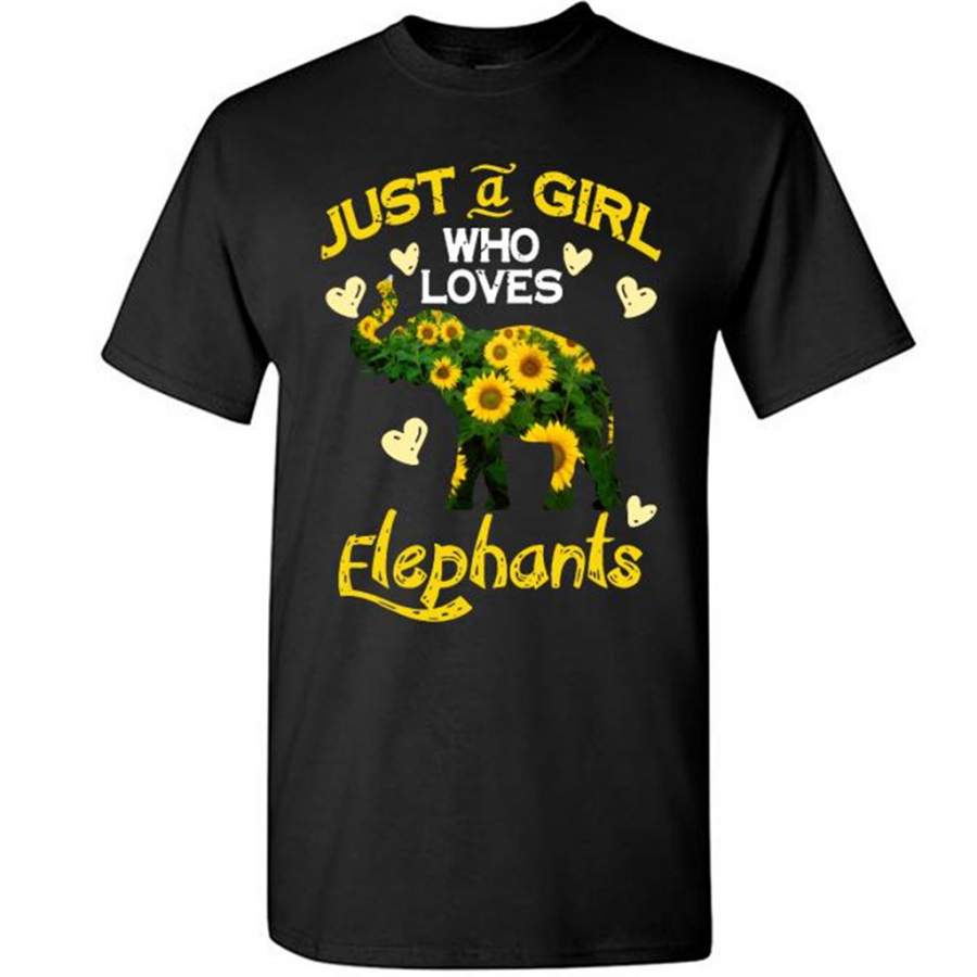 Just A Girl Who Loves Elephants, Floral Design – Gildan Short Sleeve Shirt