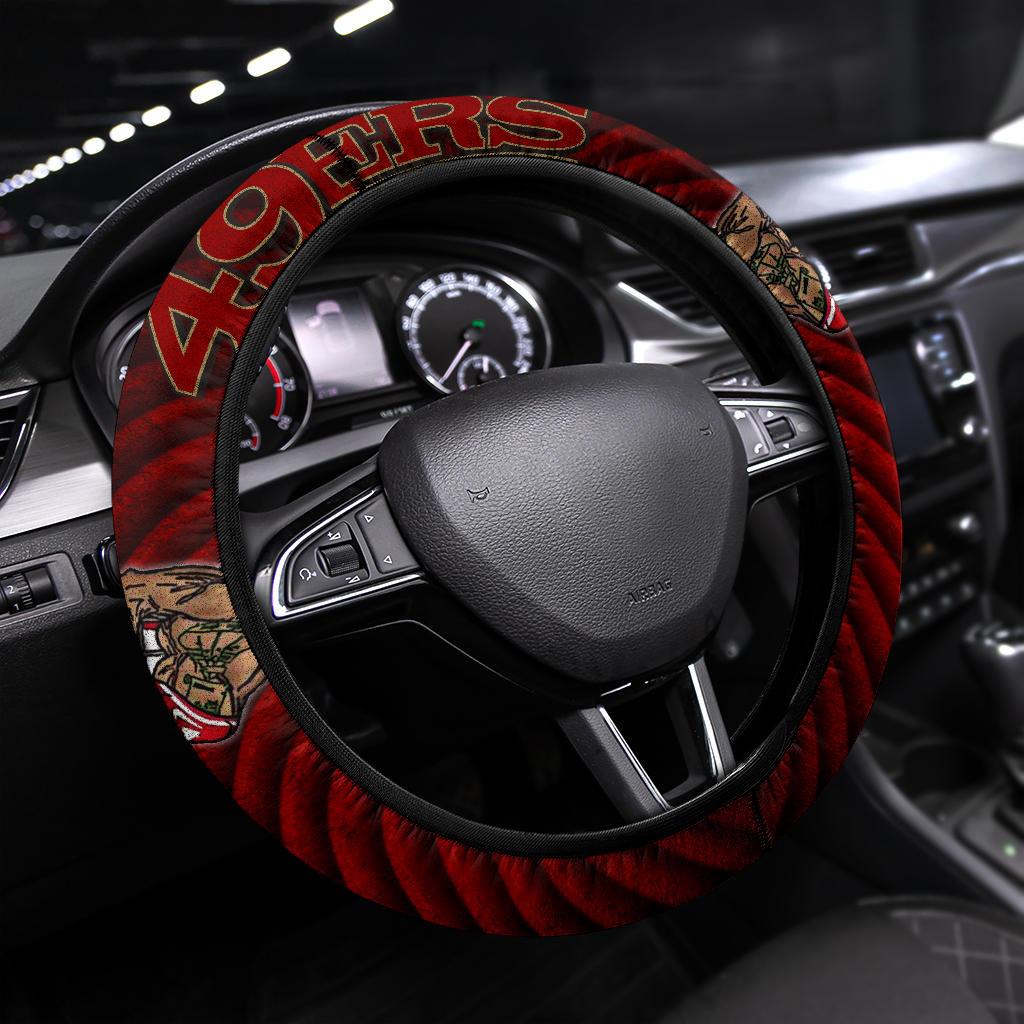 San Francisco Football 49Ers Football Minimal Muscle Player Artwork Steering Wheel Cover