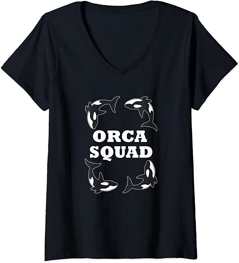 Womens Orca Squad Funny Saying Nature Whale V-Neck T-Shirt