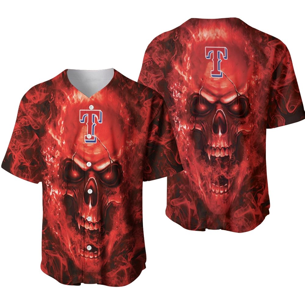 Texas Rangers MLB Fan Skull Baseball Jersey