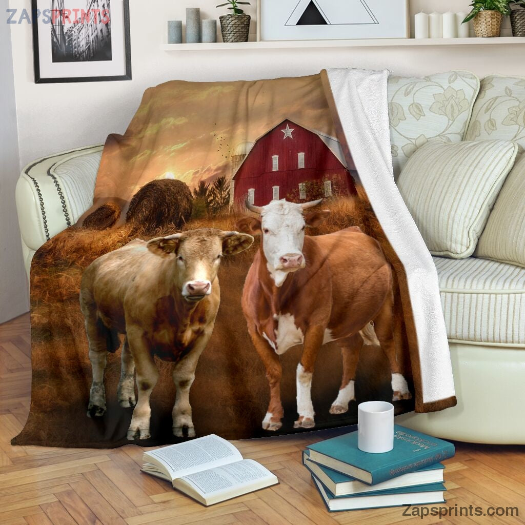 Cow Farm Sunset Blanket – Cool Gift Ideas