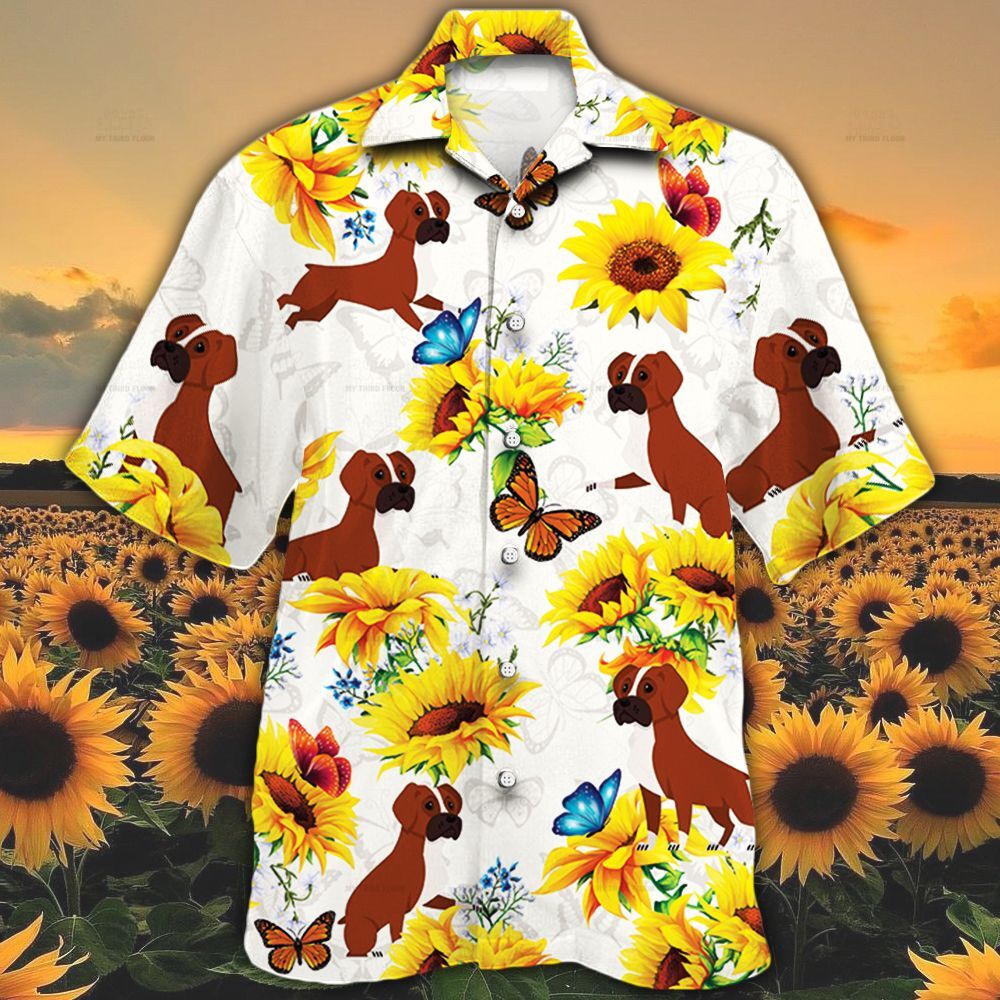 Boxer Dog Lovers Sun Flower Hawaii Shirt Ha25806