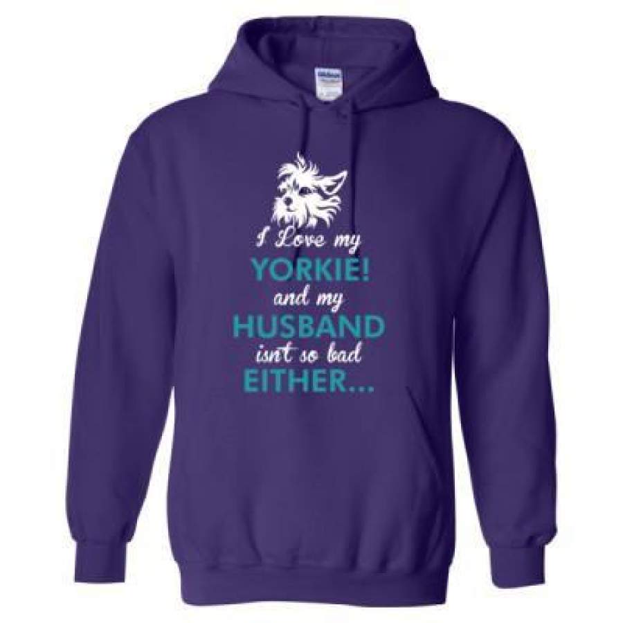 AGR I Love My Yorkie Dog My Husband Isnt So Bad Either – Heavy Blend™ Hooded Sweatshirt