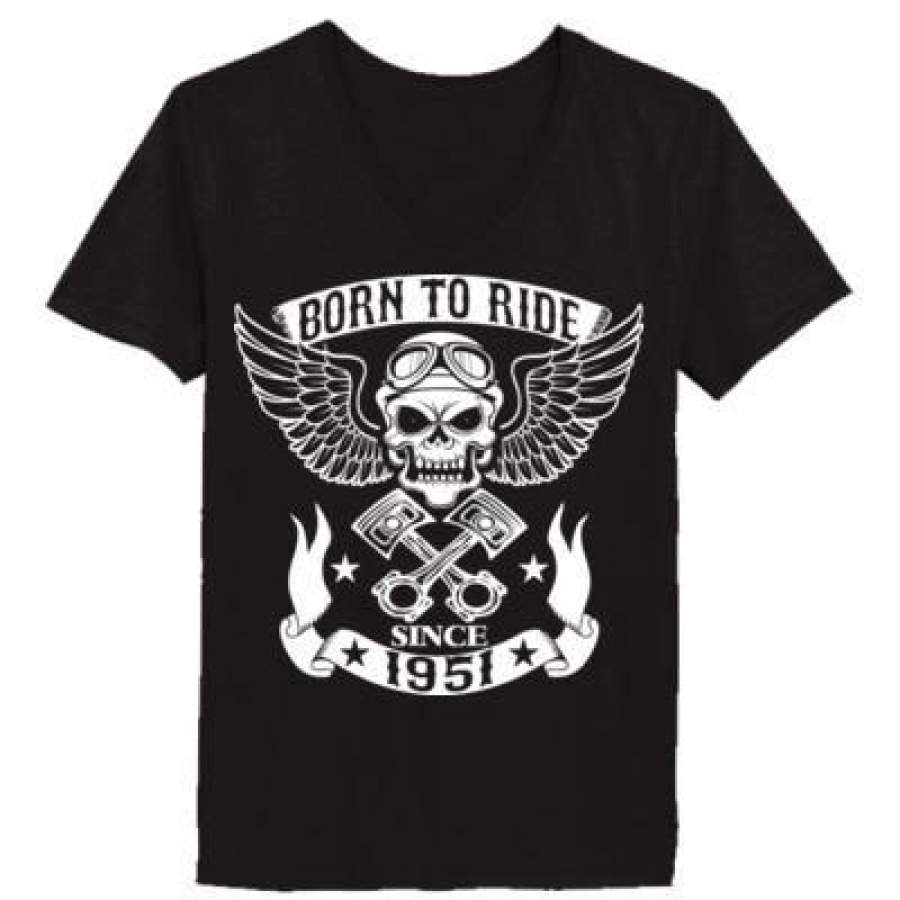 AGR Born To Ride Since 1951 – Ladies’ V-Neck T-Shirt