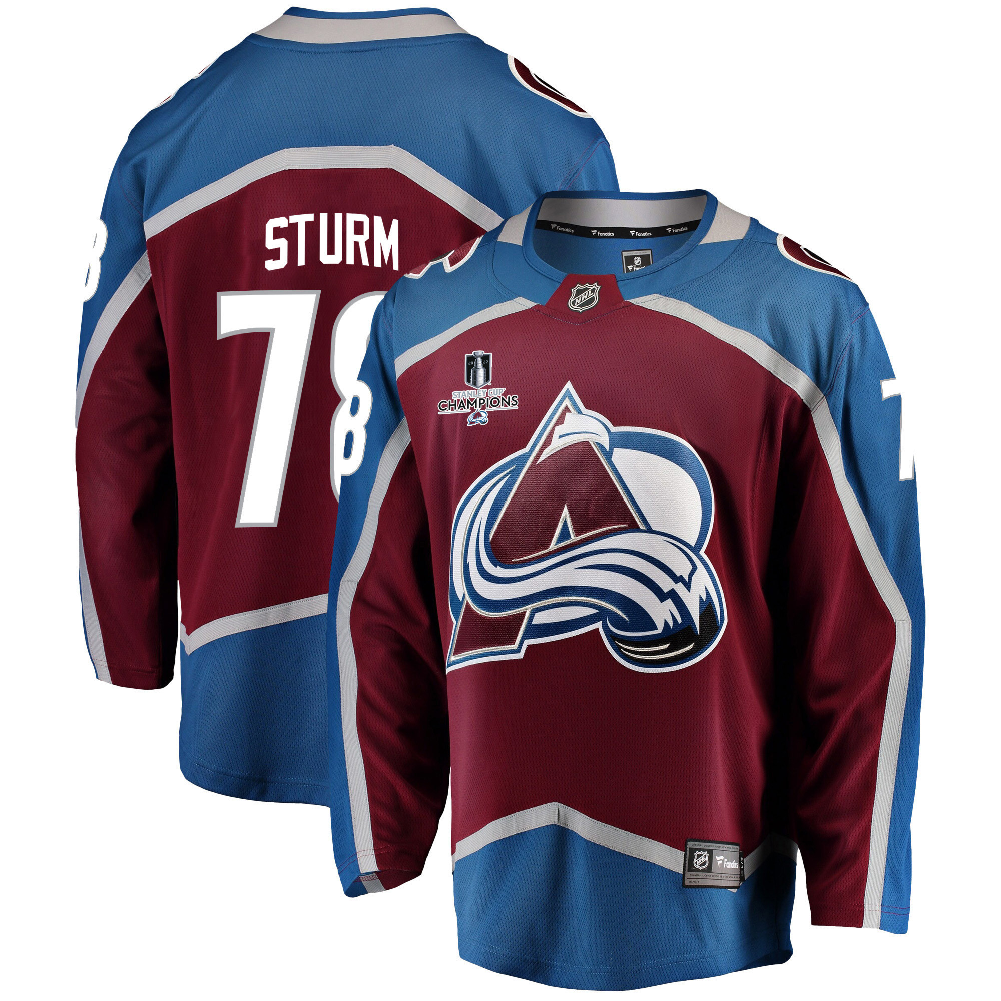 Colorado Avalanche Nico Sturm 78 Home 2022 Stanley Cup Champions Breakaway Men Jersey – Burgundy