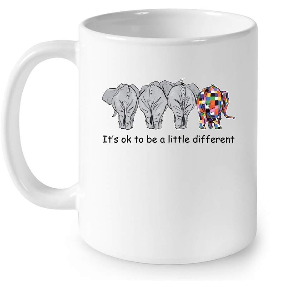 It’s Ok To Be A Little Different, Funny Elephant Design – Full-Wrap Coffee White Mug