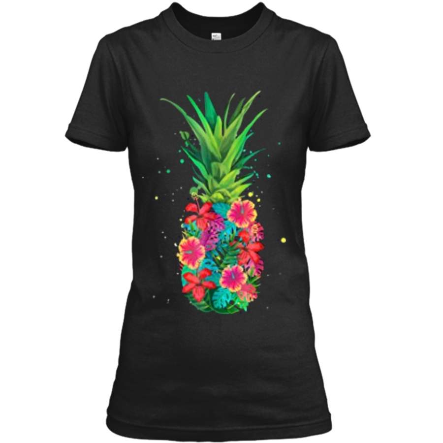 Pineapple Flowers Aloha Hawaii – Vintage Hawaiian  Tee Ladies Custom