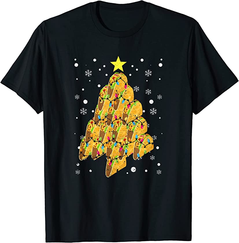 Taco Christmas Tree Xmas PJ Tacos Mexican Food Cinco De Mayo T-Shirt