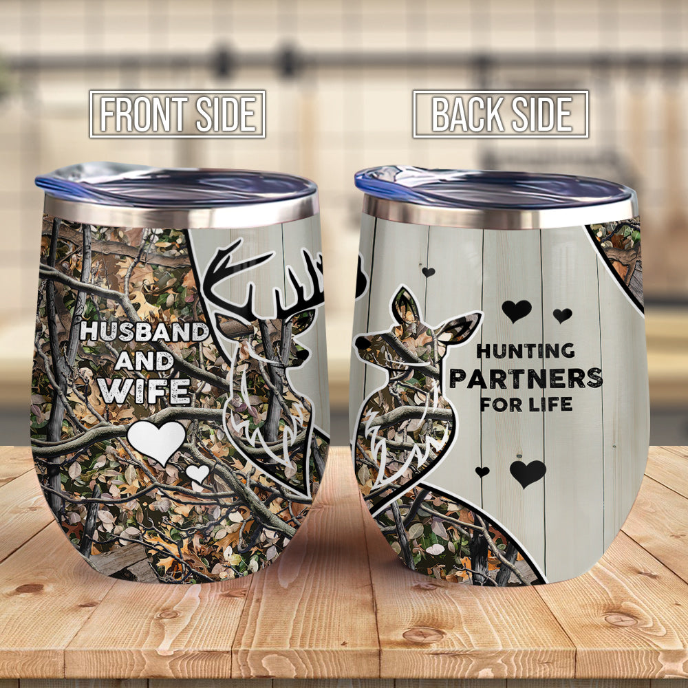 Deer Hunting Partner Couple Gift Ablz0207005Z Wine Tumbler